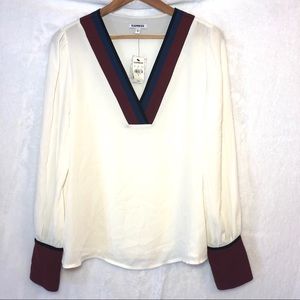 Express White Cuffed Blouse
